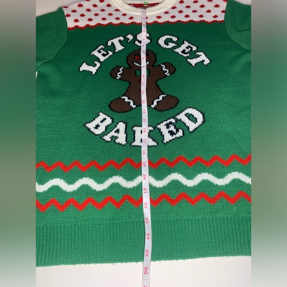Let’s Get Baked Gingerbread Christmas Sweater Green Ugly Christmas Sweater - Picture 7 of 11